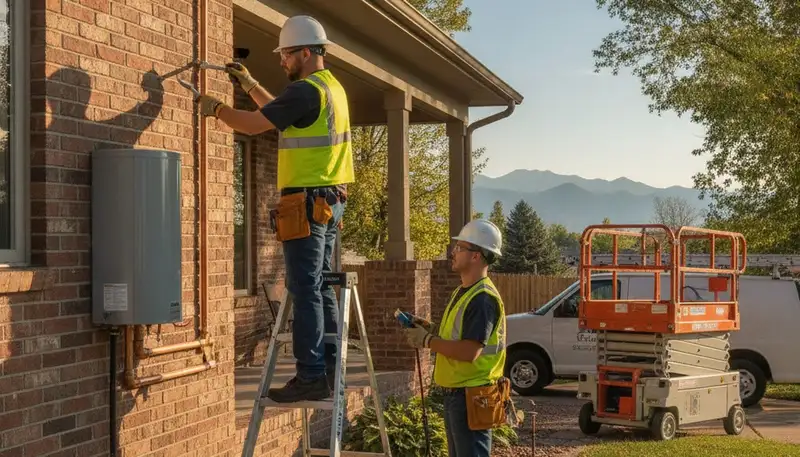Fort Collins, CO plumbing repair technician servicing a residential pipe leak