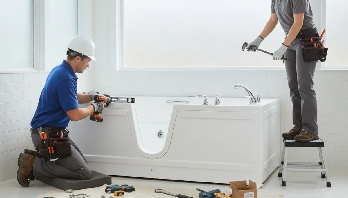 Walk-in tub installation by Fort Collins, CO plumbers for safer home bathing